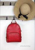 Michael Kors Jaycee Medium Red Zip Pocket Backpack - Velora Luxury Fashion