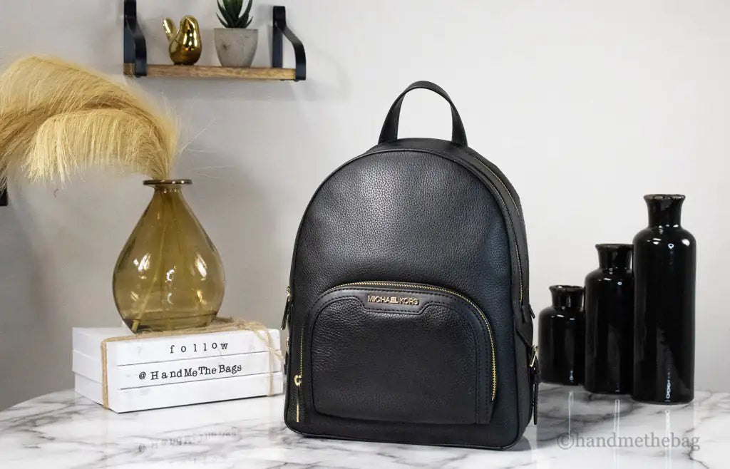 Michael Kors Jaycee Pebbled Leather Backpack Black - Velora Luxury Fashion