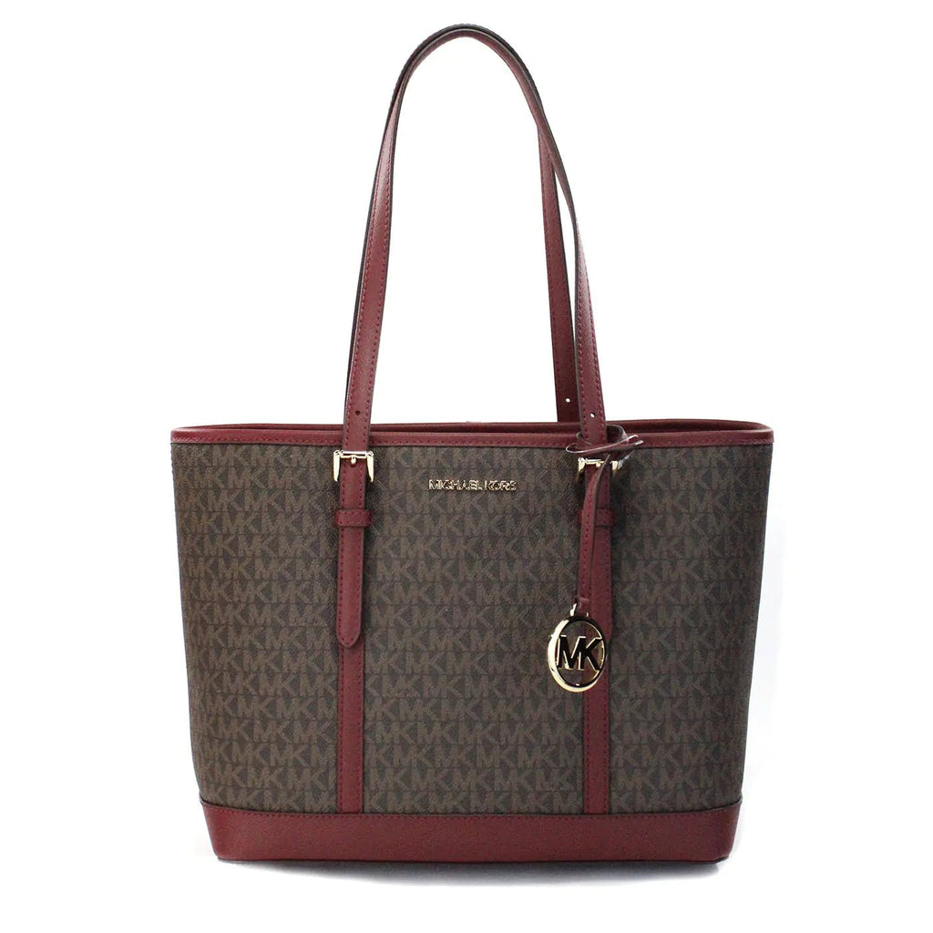 Michael Kors Jet Set Dark Cherry Shoulder Tote - Velora Luxury Fashion