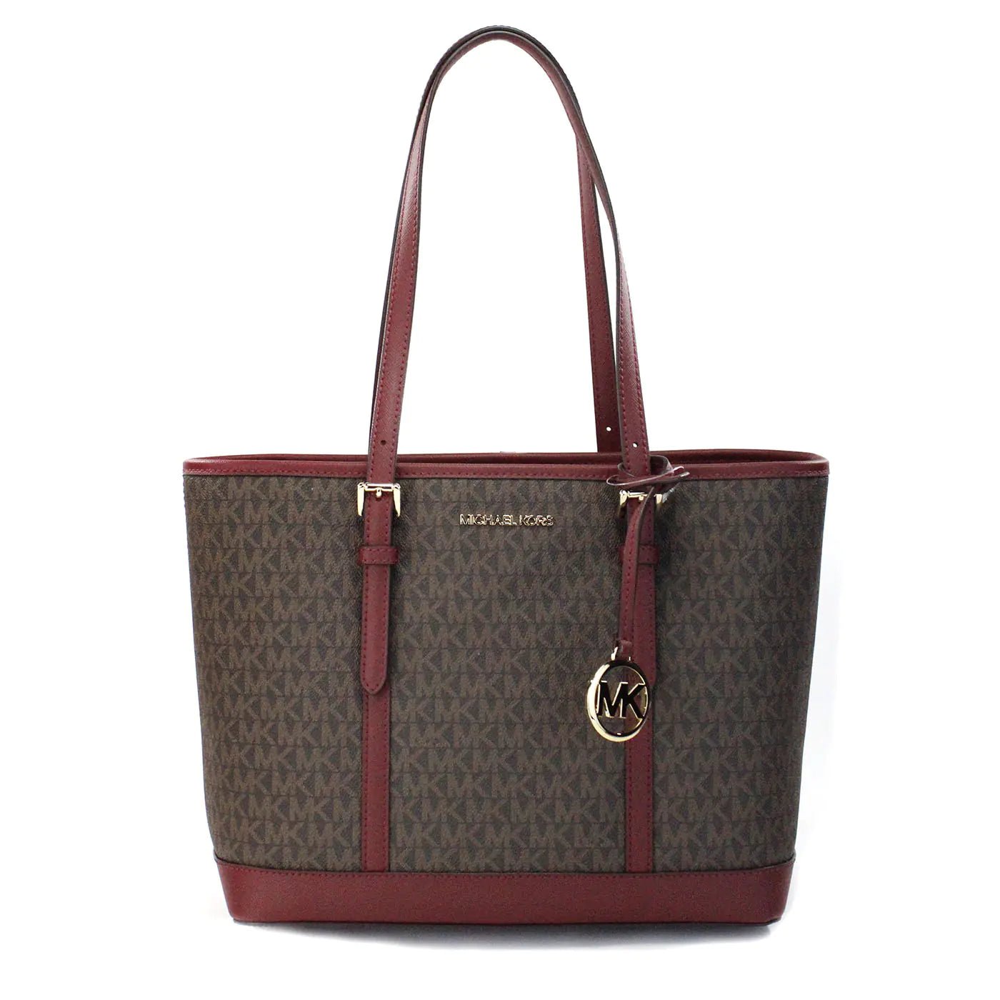 Michael Kors Jet Set Dark Cherry Shoulder Tote - Velora Luxury Fashion