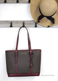 Michael Kors Jet Set Dark Cherry Shoulder Tote - Velora Luxury Fashion