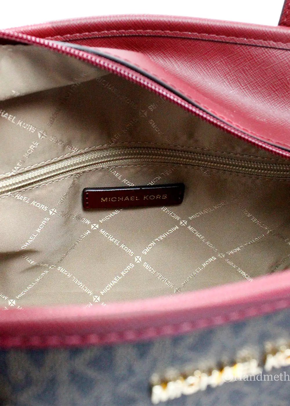 Michael Kors Jet Set Dark Cherry Shoulder Tote - Velora Luxury Fashion