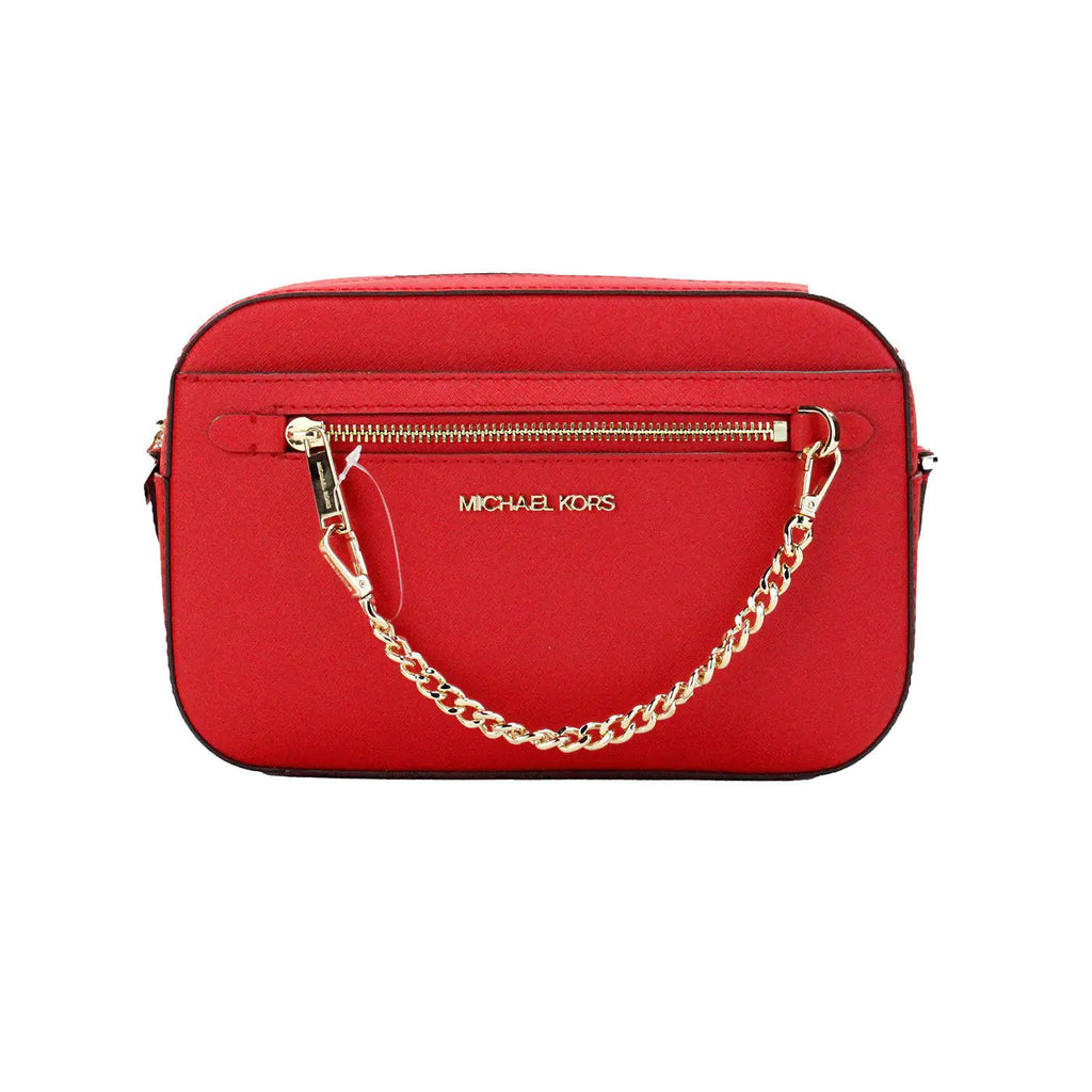 Michael Kors Jet Set EW Red Zip Chain Crossbody - Velora Luxury Fashion