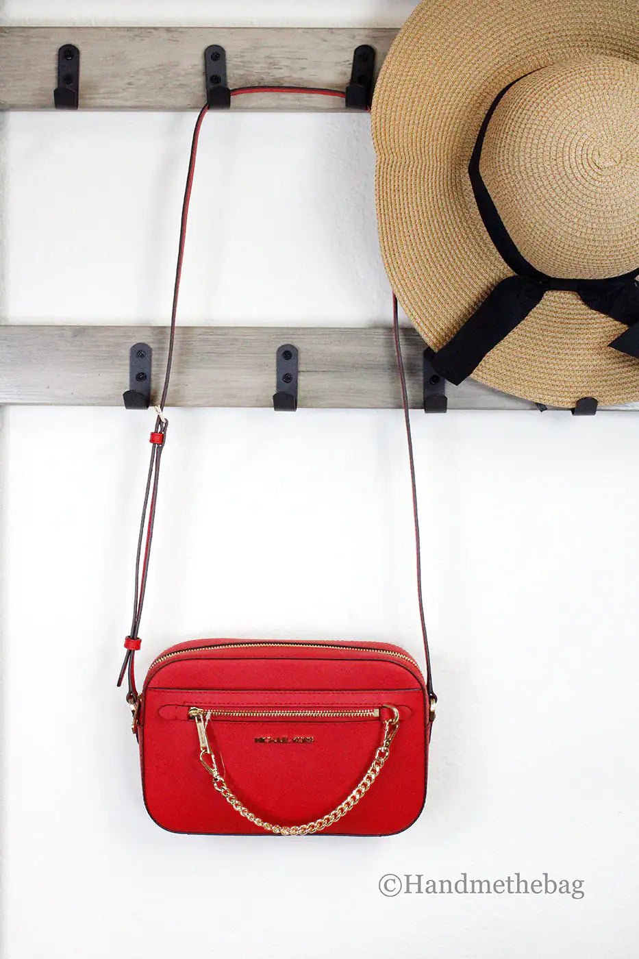 Michael Kors Jet Set EW Red Zip Chain Crossbody - Velora Luxury Fashion