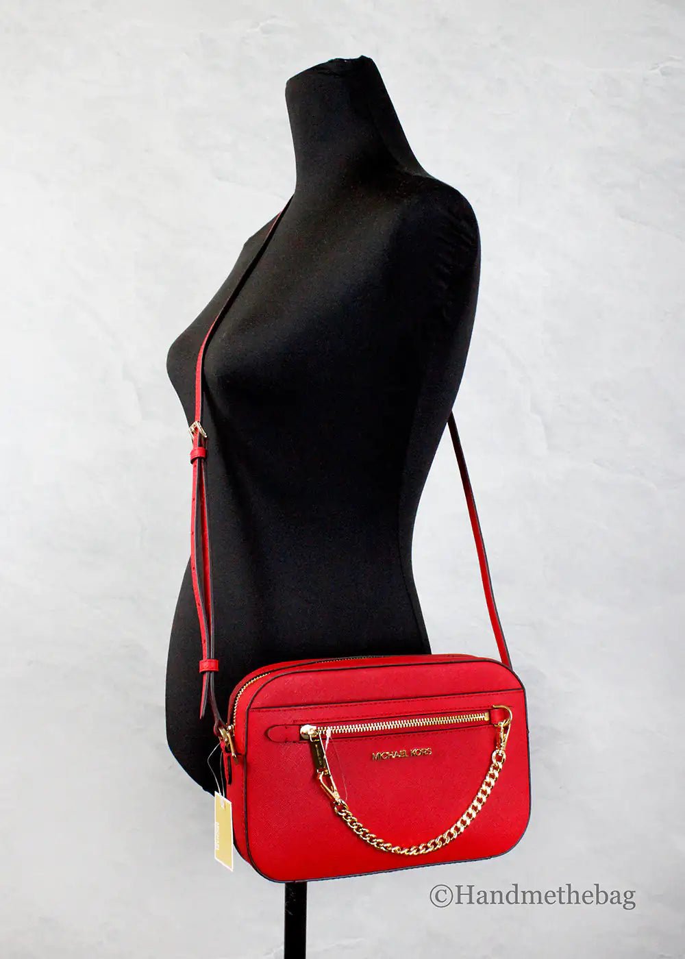Michael Kors Jet Set EW Red Zip Chain Crossbody - Velora Luxury Fashion