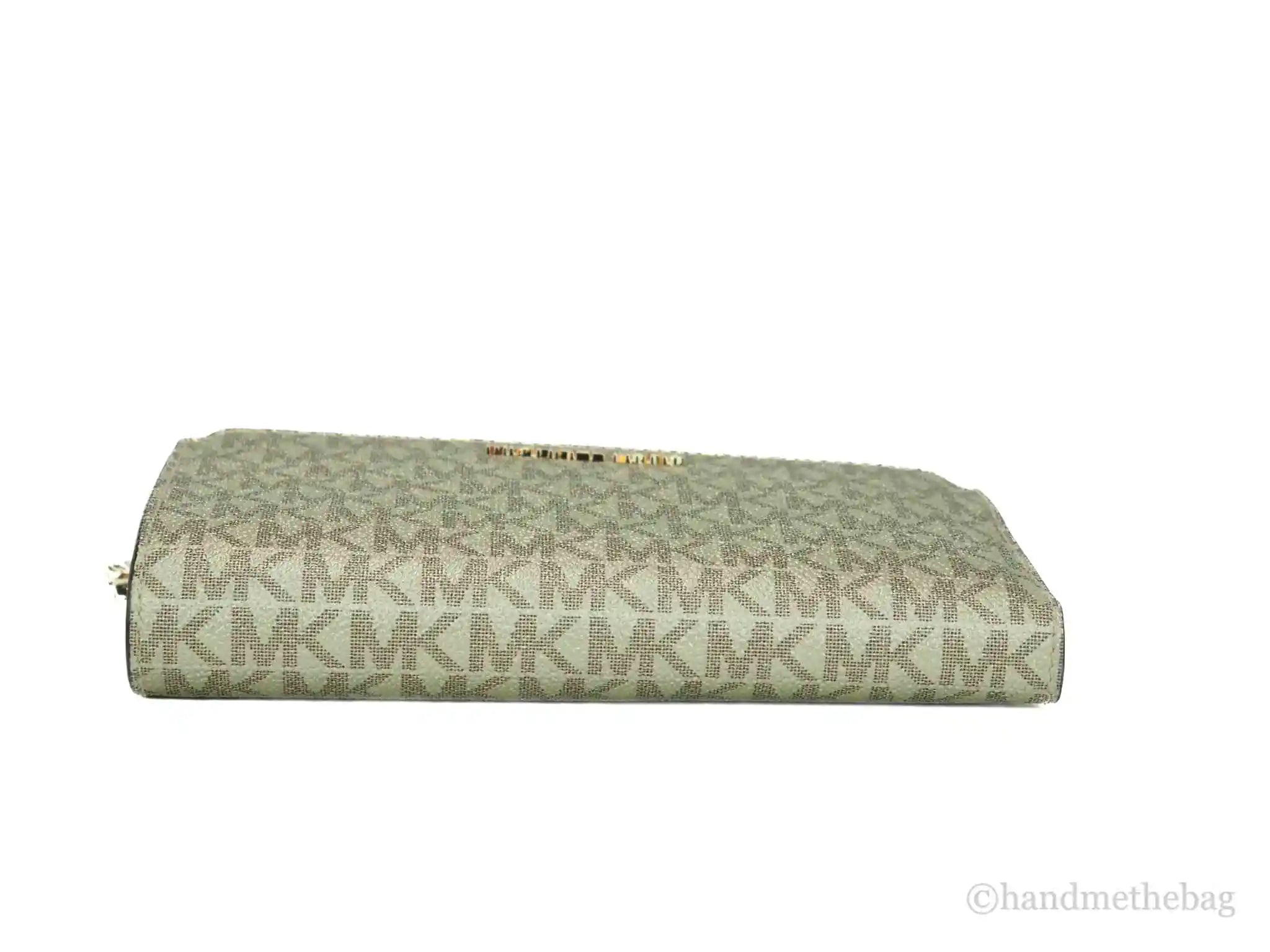 Michael Kors Jet Set Travel Pale Gold PVC Leather Large Double Zip Wrist Wallet - Velora Luxury Fashion