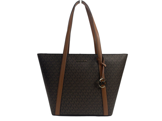 Michael Kors Large Pratt Brown Shoulder Zip Tote Bag - Velora Luxury Fashion
