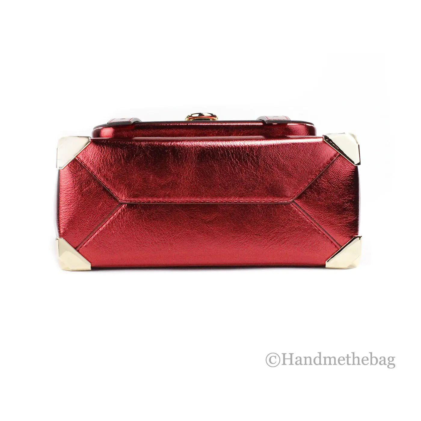 Michael Kors Manhattan Medium Metallic Crimson Convertible Satchel - Velora Luxury Fashion