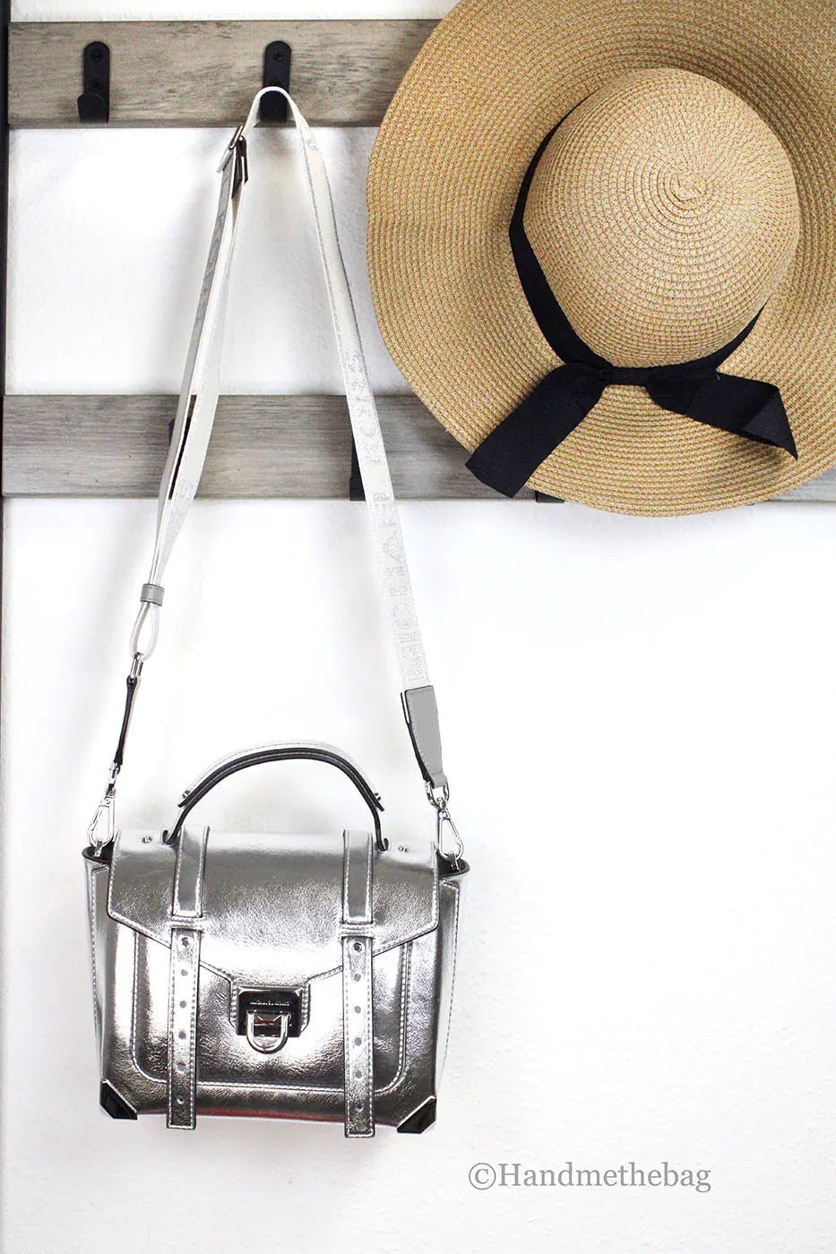 Michael Kors Manhattan Medium Metallic Silver Convertible Satchel - Velora Luxury Fashion