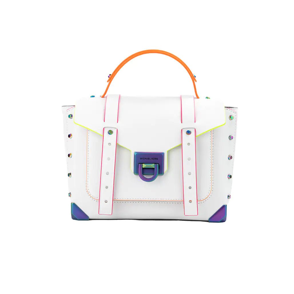 Michael Kors Manhattan Medium Optic White Satchel Bag - Velora Luxury Fashion