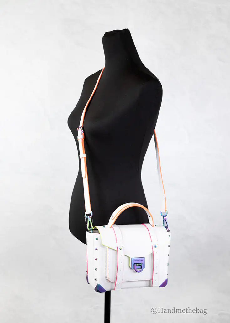 Michael Kors Manhattan Medium Optic White Satchel Bag - Velora Luxury Fashion