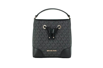 Michael Kors Mercer Small Black Signature Bucket Crossbody Bag - Velora Luxury Fashion