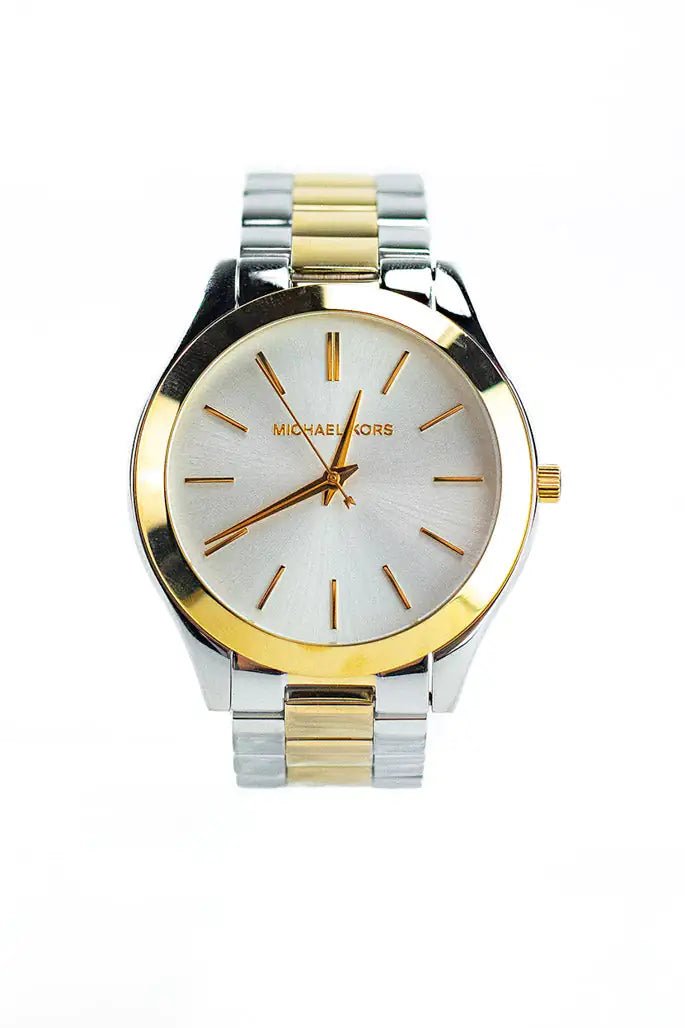Michael Kors Slim Runway Gold Silver Toned Watch - Velora Luxury Fashion