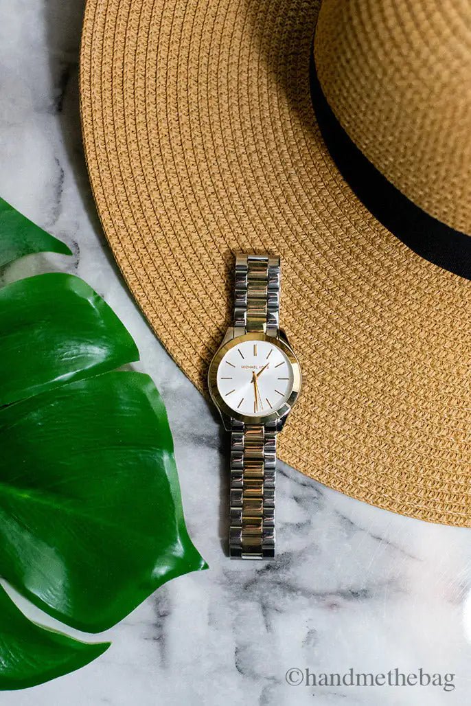 Michael Kors Slim Runway Gold Silver Toned Watch - Velora Luxury Fashion