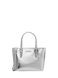 Michael KorsJet Set Travel Extra-Small Metallic Top-Zip Tote Bag Silver - Velora Luxury Fashion