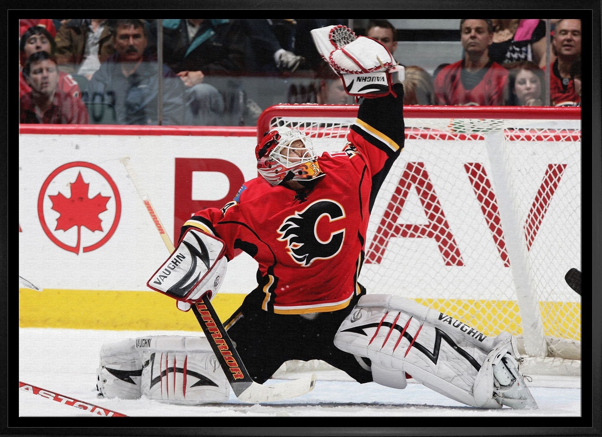 Miikka Kiprusoff 20x29 Framed Canvas Flames Glove Save-H - Velora Luxury Fashion