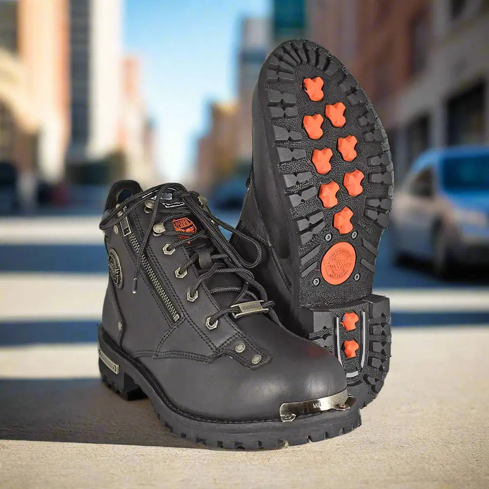 Milwaukee Leather Men's 6" Double Zip Lace Up Motorcycle Boots - Velora Luxury Fashion
