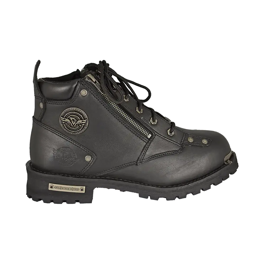 Milwaukee Leather Men's 6" Double Zip Lace Up Motorcycle Boots - Velora Luxury Fashion