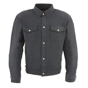 Milwaukee Leather Men's Black Armored Biker Shirt w/ Reinforced Fibers - Velora Luxury Fashion