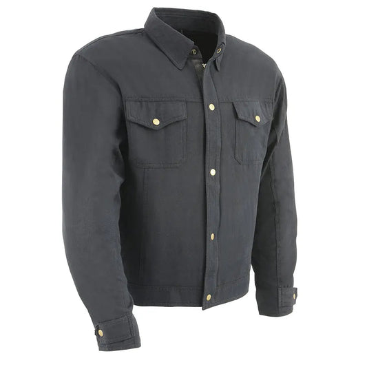 Milwaukee Leather Men's Black Armored Biker Shirt w/ Reinforced Fibers - Velora Luxury Fashion