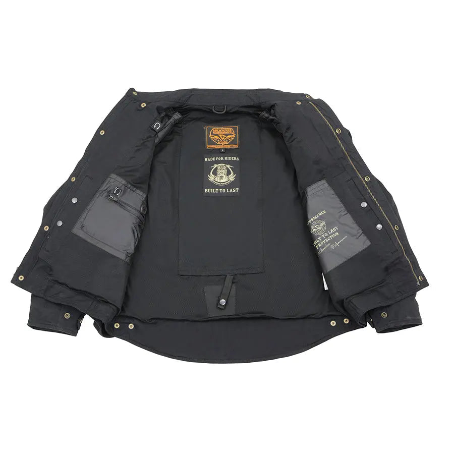 Milwaukee Leather Men's Black Armored Biker Shirt w/ Reinforced Fibers - Velora Luxury Fashion