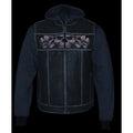 Milwaukee Leather Men's Black Leather Vest with Reflective Skulls & Full Hoodie Liner - Velora Luxury Fashion