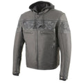 Milwaukee Leather Men's Crossover Scooter Jacket w/ Reflective Skulls & Full Sleeve Removable Hoodie - Velora Luxury Fashion