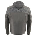 Milwaukee Leather Men's Crossover Scooter Jacket w/ Reflective Skulls & Full Sleeve Removable Hoodie - Velora Luxury Fashion