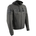 Milwaukee Leather Men's Crossover Scooter Jacket w/ Reflective Skulls & Full Sleeve Removable Hoodie - Velora Luxury Fashion