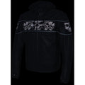 Milwaukee Leather Men's Crossover Scooter Jacket w/ Reflective Skulls & Full Sleeve Removable Hoodie - Velora Luxury Fashion