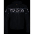 Milwaukee Leather Men's Crossover Scooter Jacket w/ Reflective Skulls & Full Sleeve Removable Hoodie - Velora Luxury Fashion
