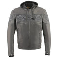 Milwaukee Leather Men's Crossover Scooter Jacket w/ Reflective Skulls & Full Sleeve Removable Hoodie - Velora Luxury Fashion