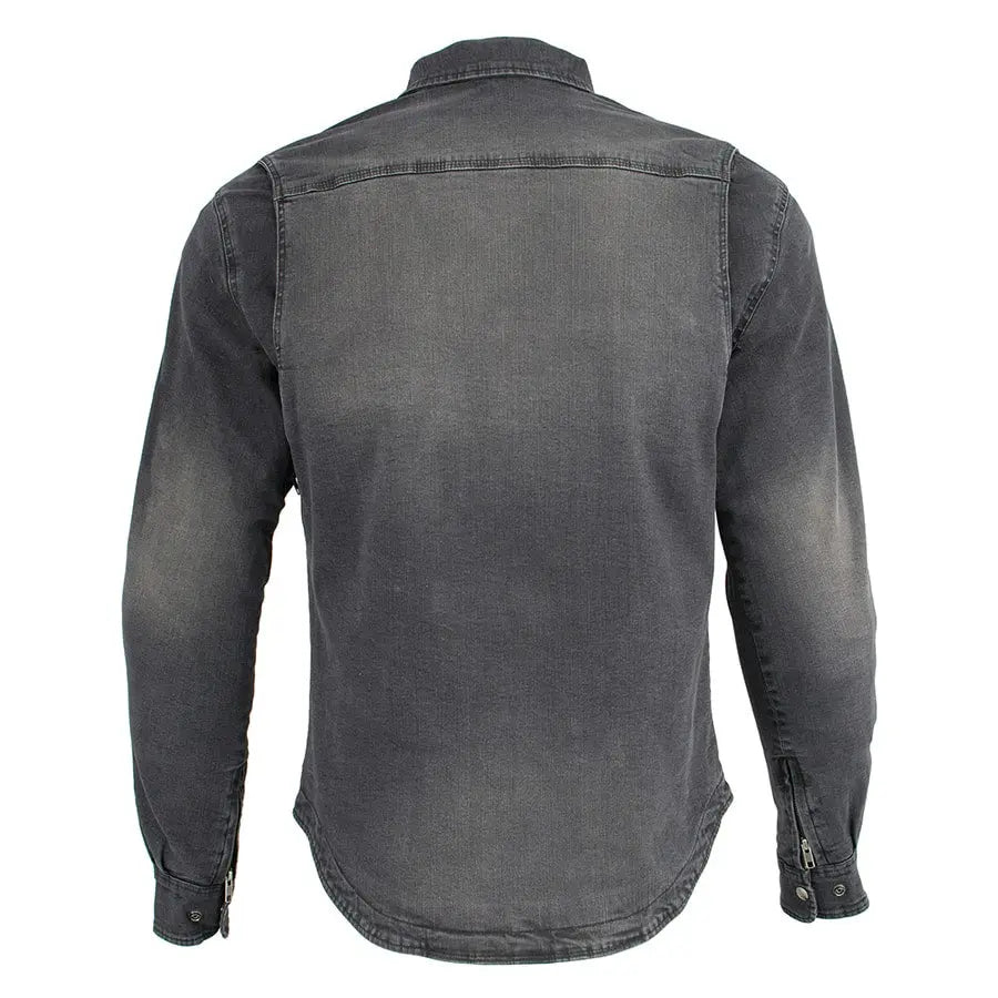 Milwaukee Leather Men's Faded Denim Armored Shirt Jacket - Velora Luxury Fashion