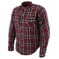 Milwaukee Leather Men's Maroon Checkered Armored Flannel Biker Shirt w/ Reinforced Fibers - Velora Luxury Fashion