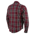 Milwaukee Leather Men's Maroon Checkered Armored Flannel Biker Shirt w/ Reinforced Fibers - Velora Luxury Fashion