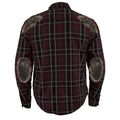 Milwaukee Leather Men's Maroon Checkered Armored Flannel Biker Shirt w/ Reinforced Fibers - Velora Luxury Fashion