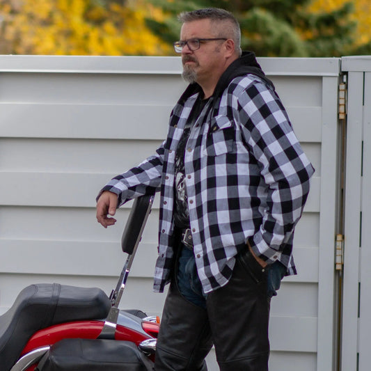 Milwaukee Leather Men's Plaid Flannel Armored Shirt Jacket - Velora Luxury Fashion