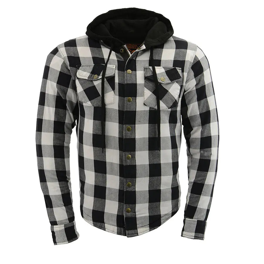 Milwaukee Leather Men's Plaid Flannel Armored Shirt Jacket - Velora Luxury Fashion