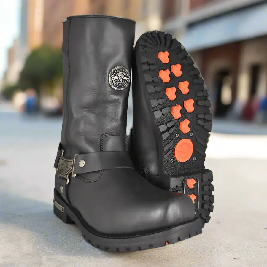 Milwaukee Leather Men's Wide 11" Harness Motorcycle Boots - Velora Luxury Fashion
