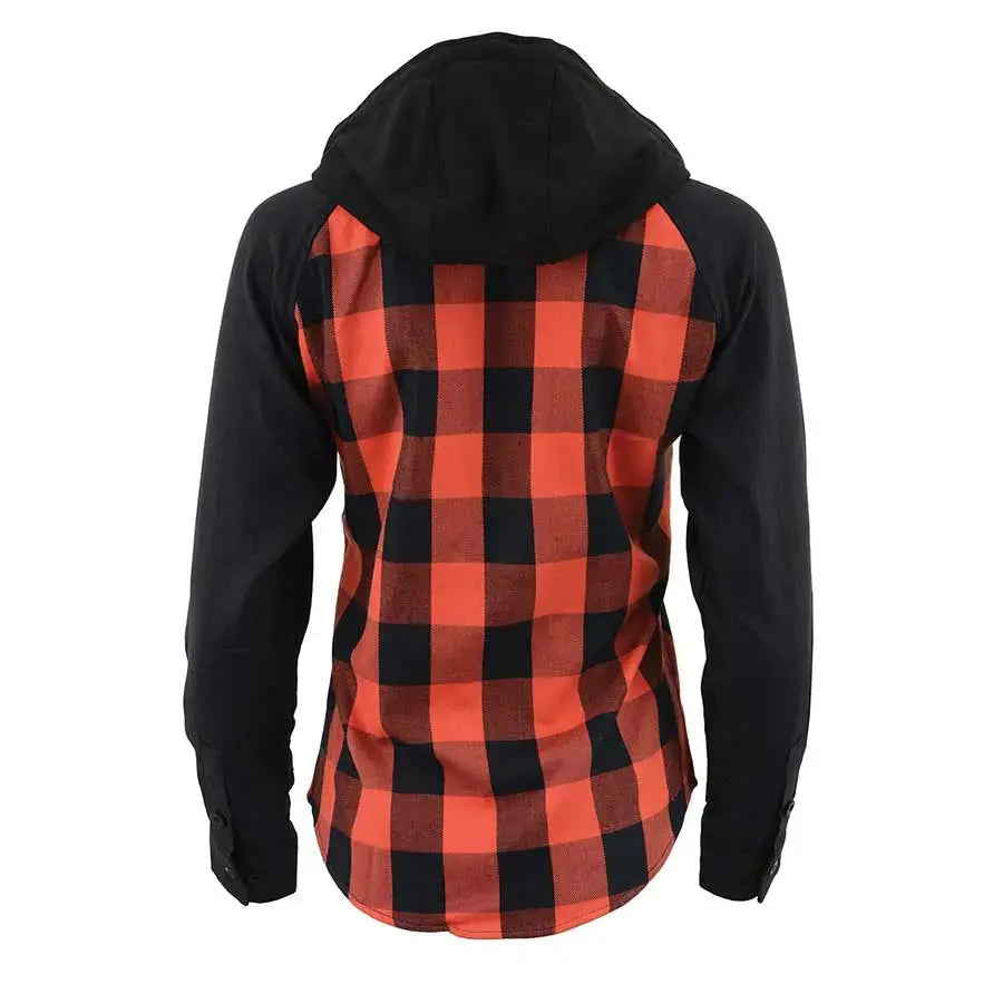 Milwaukee Leather Women's Armoured Plaid Hooded Shirt - Velora Luxury Fashion