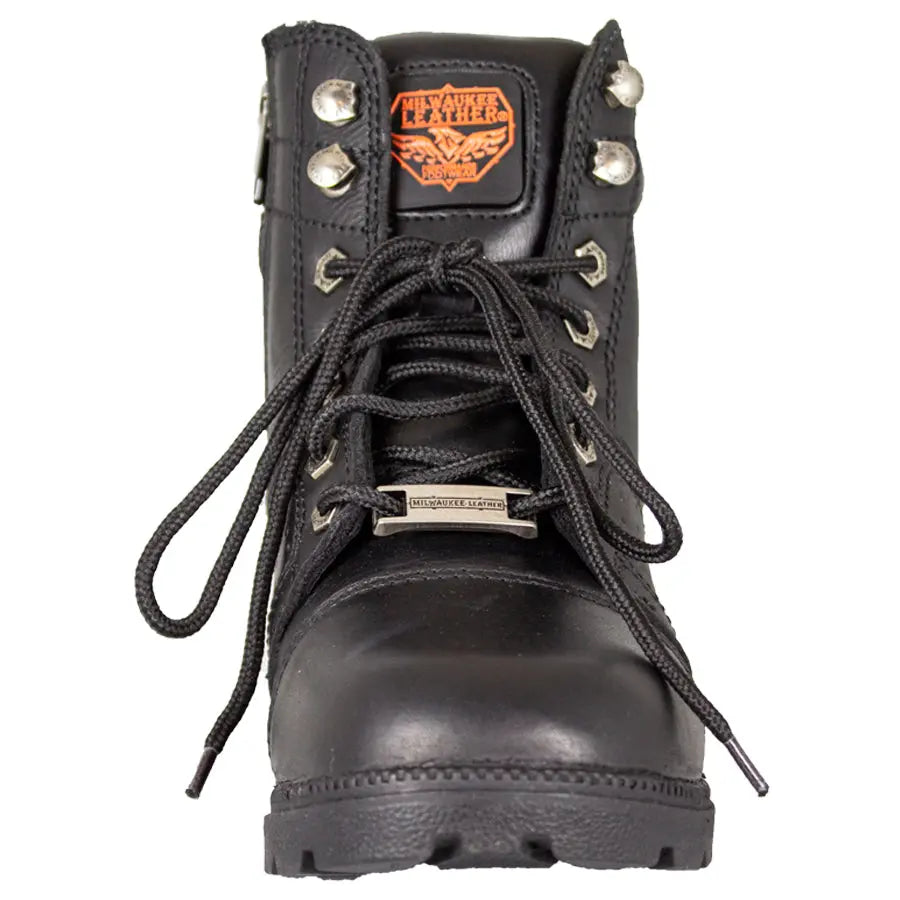 Milwaukee Leather Women's Side Zip Lace Up Motorcycle Boots - Velora Luxury Fashion