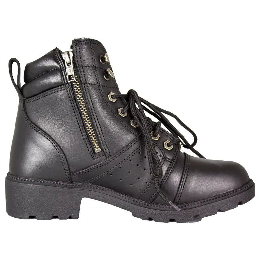 Milwaukee Leather Women's Side Zip Lace Up Motorcycle Boots - Velora Luxury Fashion