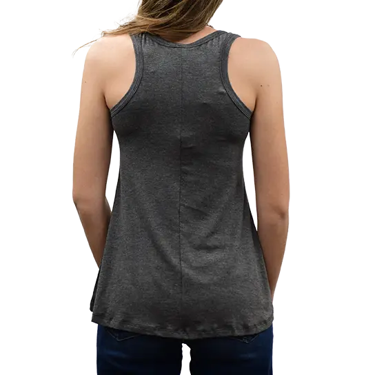 Mineral Wash Tank with Symmetrical Steer Head Design and Rhinestone Embellishments Boutique of Leathers/Open Road