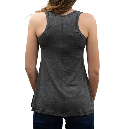 Mineral Wash Tank with Symmetrical Steer Head Design and Rhinestone Embellishments Boutique of Leathers/Open Road