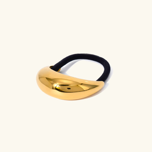 Mini Dome Ponytail Cuff with Gold Wedge Design – Hypoallergenic Hair Accessory - Velora