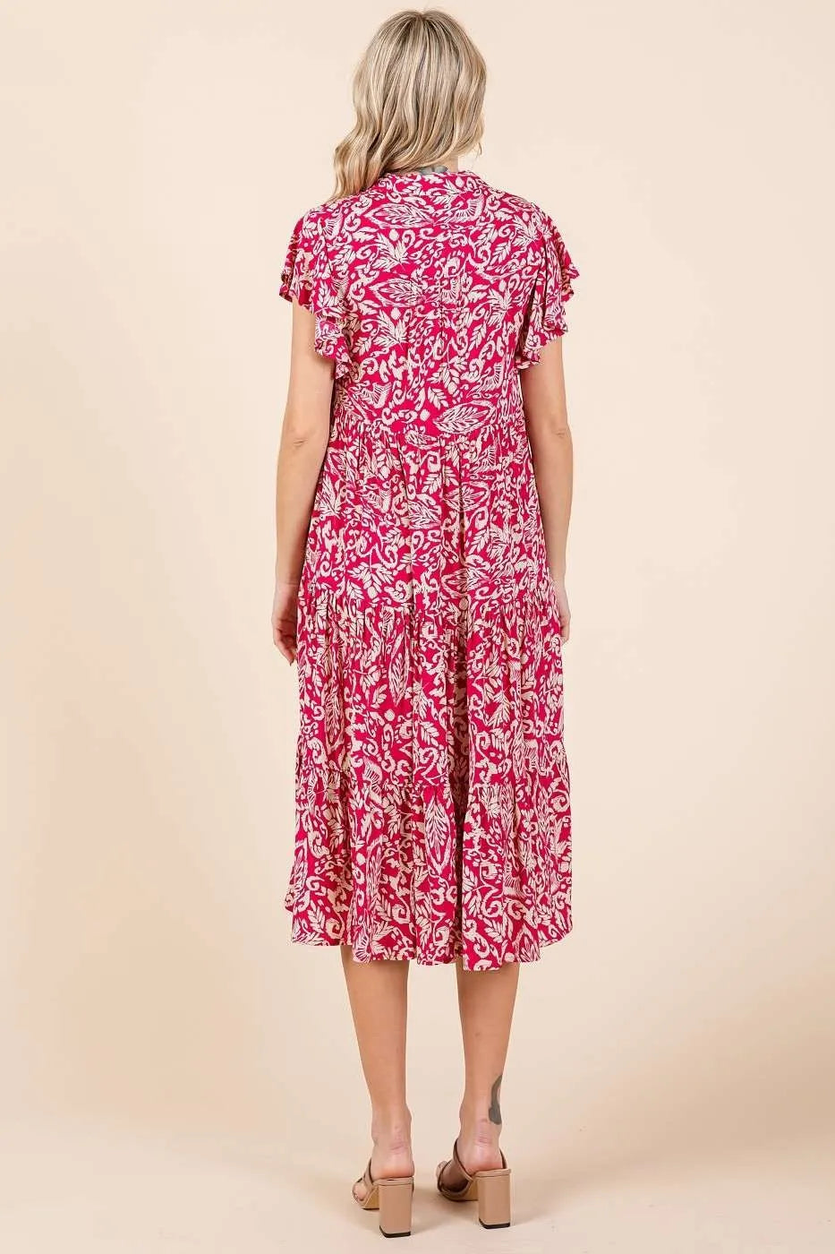 Mittoshop Abstract Print Ruffle Tier Midi Dress - Velora Luxury Fashion