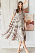 Mittoshop Abstract Print Ruffle Tier Midi Dress - Velora Luxury Fashion