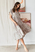 Mittoshop Abstract Print Ruffle Tier Midi Dress - Velora Luxury Fashion