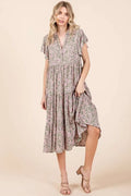 Mittoshop Abstract Print Ruffle Tier Midi Dress - Velora Luxury Fashion