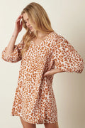 Mittoshop Animal Print Puff Sleeve Mini Dress - Velora Luxury Fashion